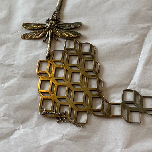 Dragonfly & Cube Necklace
