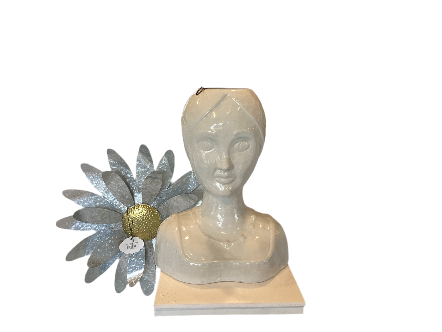 VASE FEMALE HEAD WHITE