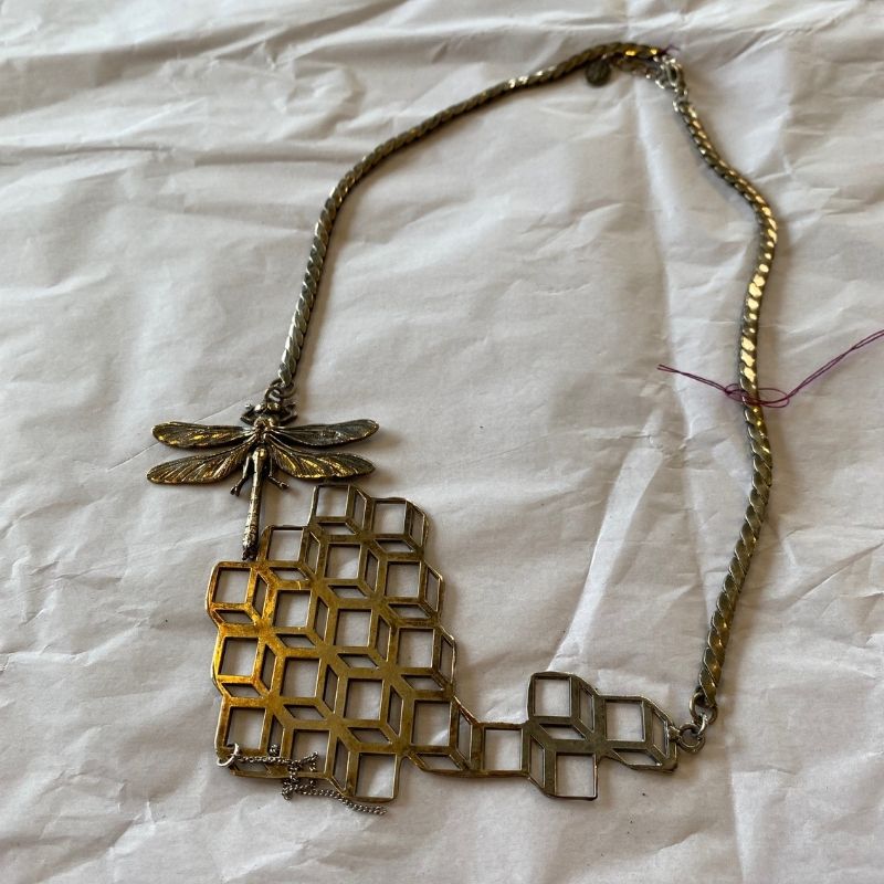 Dragonfly & Cube Necklace