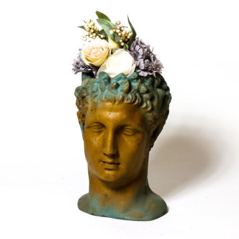 Hermes Head Planter - Earth Tone Finish