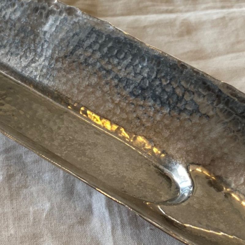 Hammered Silver Canoe Serving Vessel
