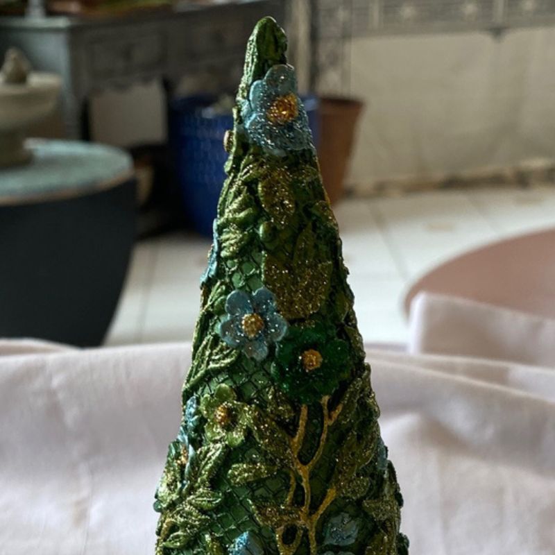 Floral Bloom Cone Tree 9"