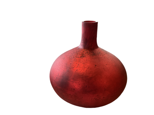 ANTIQUE RED MATTE GLASS BOTTLE VASE