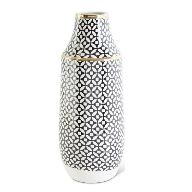 Black & White Circle with Diamond Pattern Vase