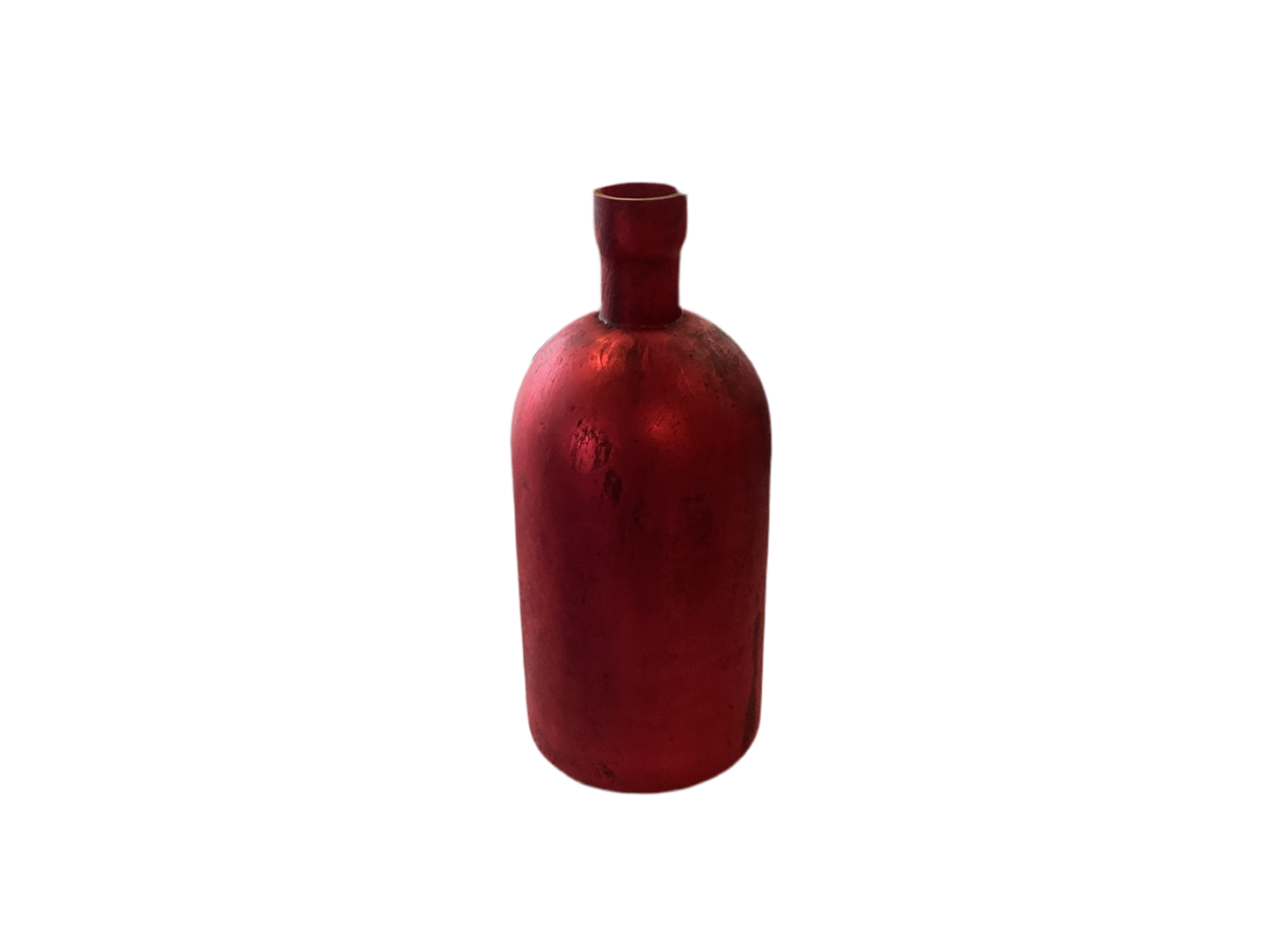 ANTIQUE RED MATTE GLASS BOTTLE VASE