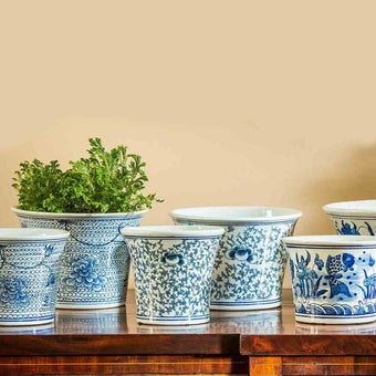 compare product Flared Planter - Blue and White Mix