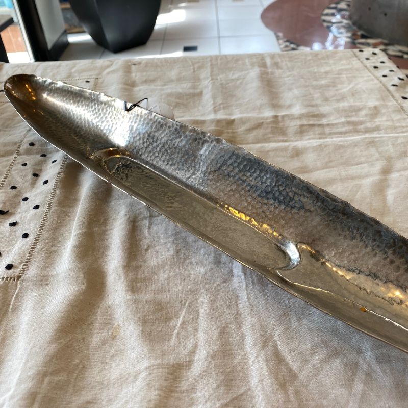 Hammered Silver Canoe Serving Vessel