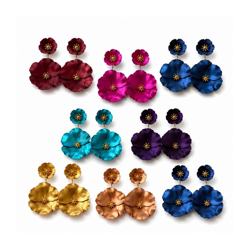 Multicolor Flower Drop Earrings