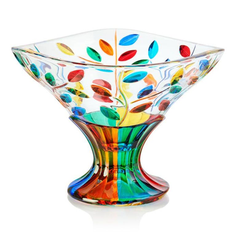 Tree of Life 9" Pedestal Bowl - Venetian Glass