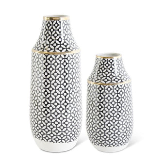 compare product Black & White Circle with Diamond Pattern Vase