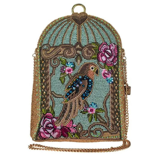 Mary Frances Pretty Parrot Beaded Crossbody Handbag