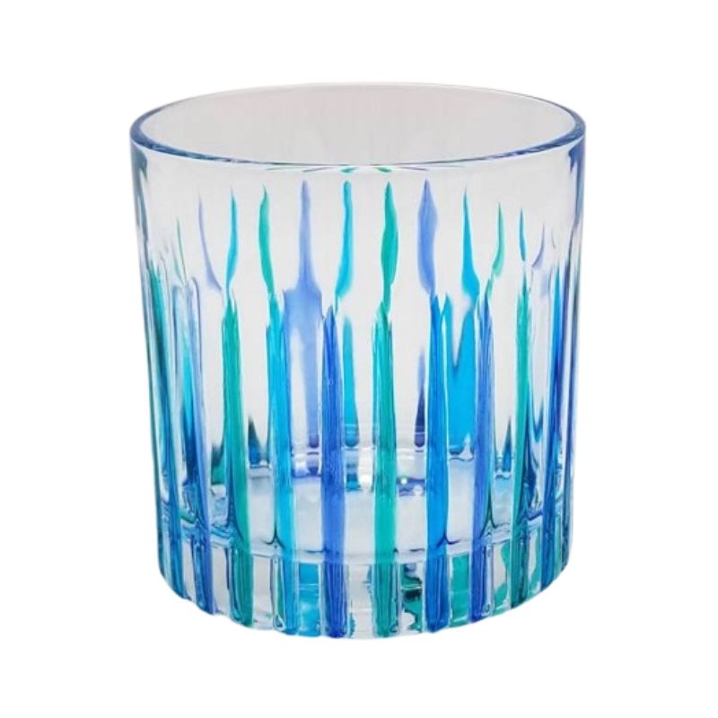 Timeless Aqua Striped Tumbler - Venetian Glass