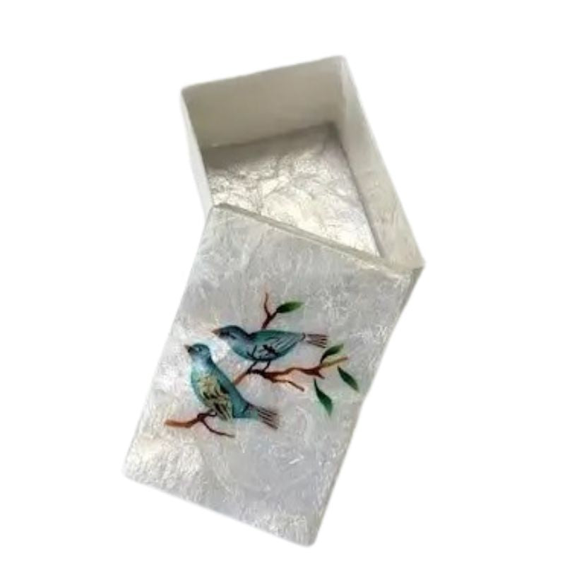 Capiz Rectangular Jewelry Box with Two Birds