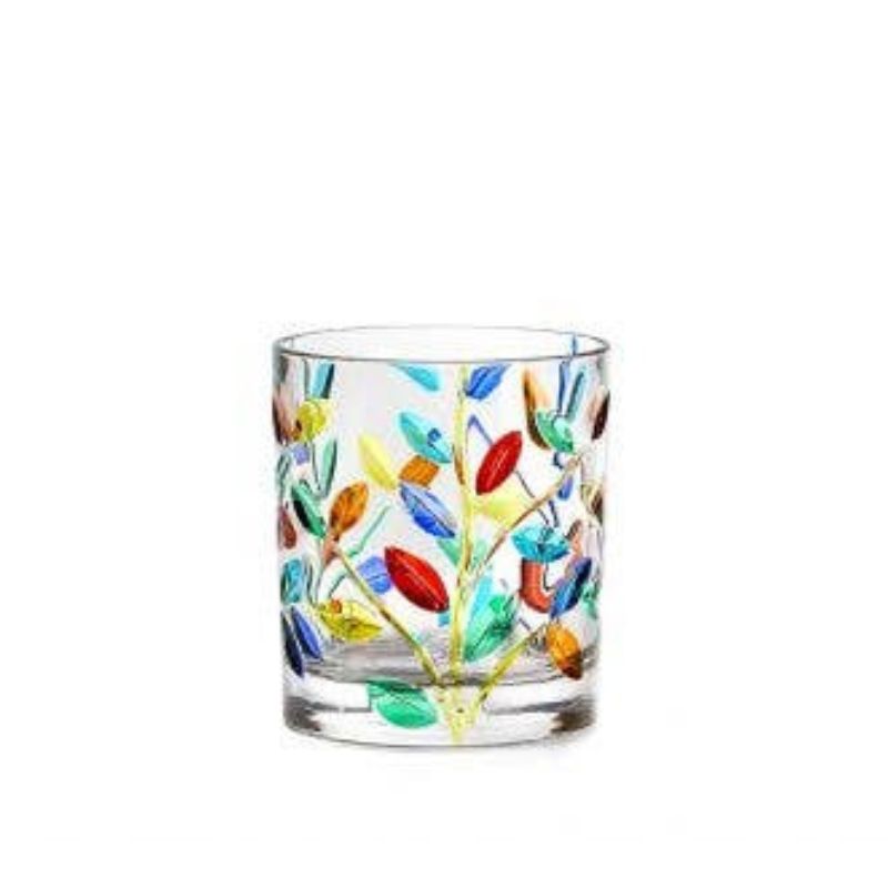 Tree of Life Whiskey Rocks Glass - Venetian Glass