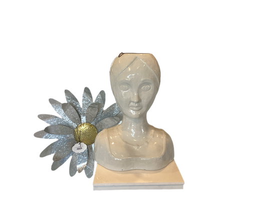 VASE FEMALE HEAD WHITE