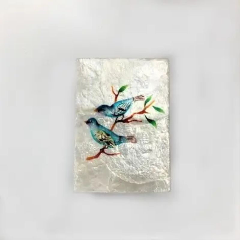 Capiz Rectangular Jewelry Box with Two Birds