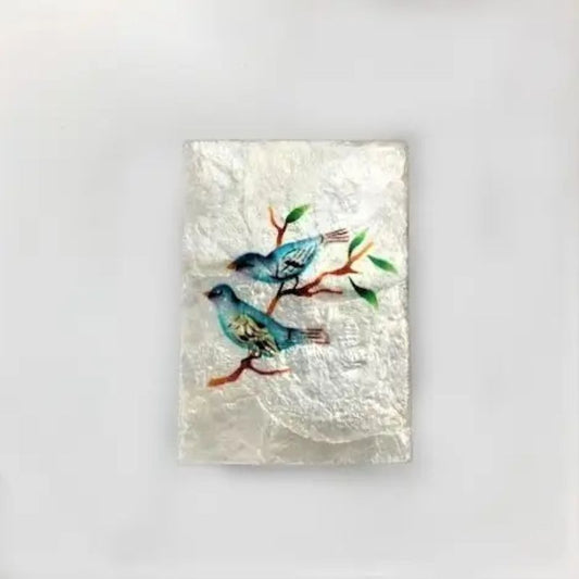 Capiz Rectangular Jewelry Box with Two Birds