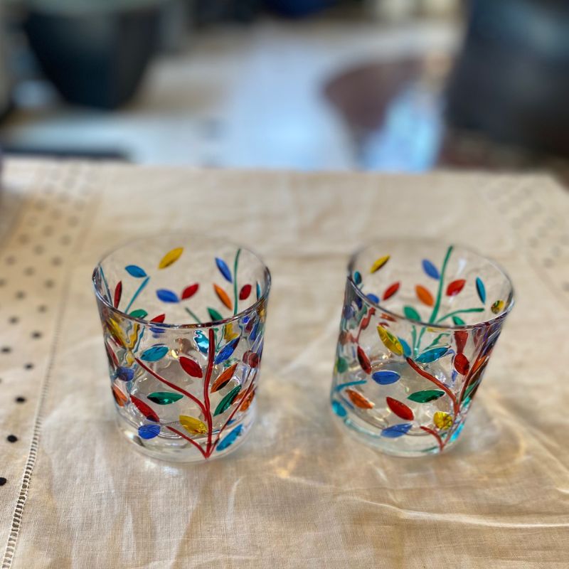 Tree of Life Whiskey Rocks Glass - Venetian Glass