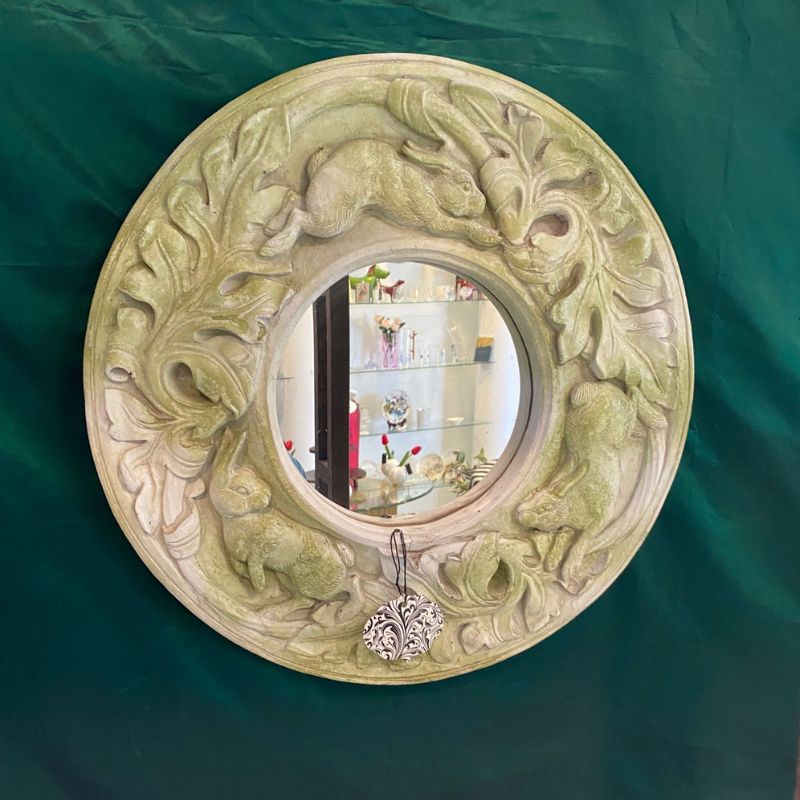 Rabbit Chase Mirror - White Moss