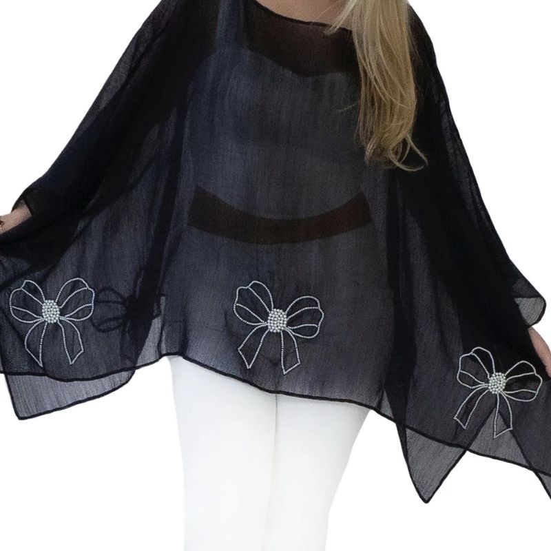 Fifth Avenue Pearl Embroidered Poncho Scarf