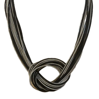 compare product Black and Silver Piano Wire Large Knot Necklace