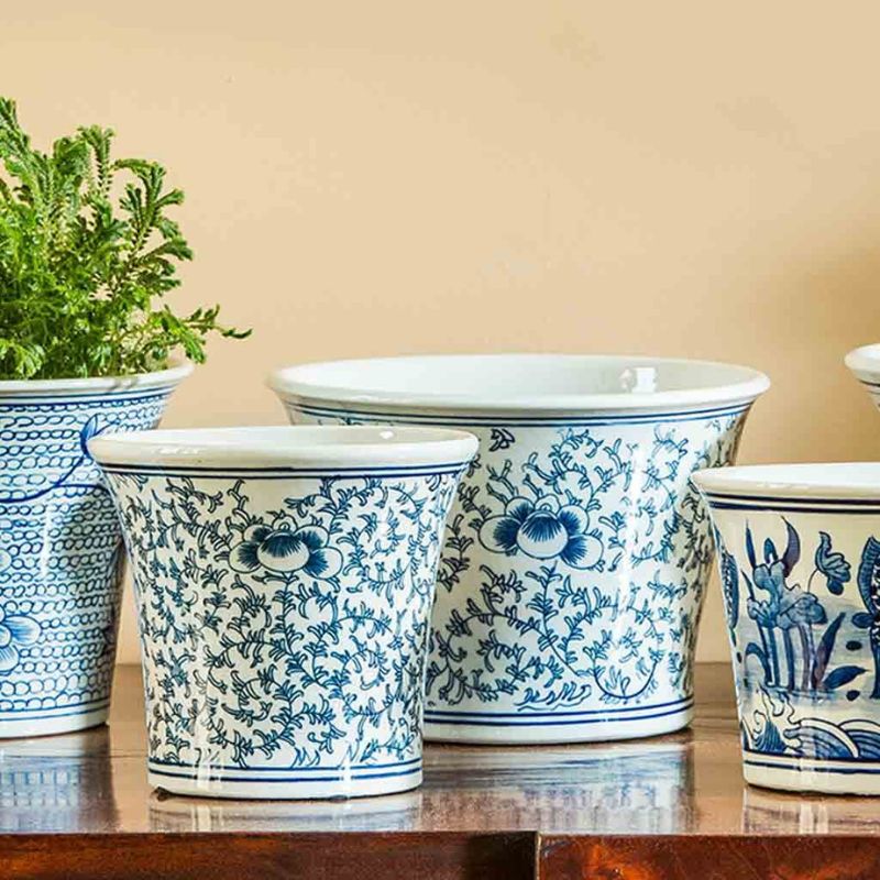 Flared Planter - Blue and White Mix