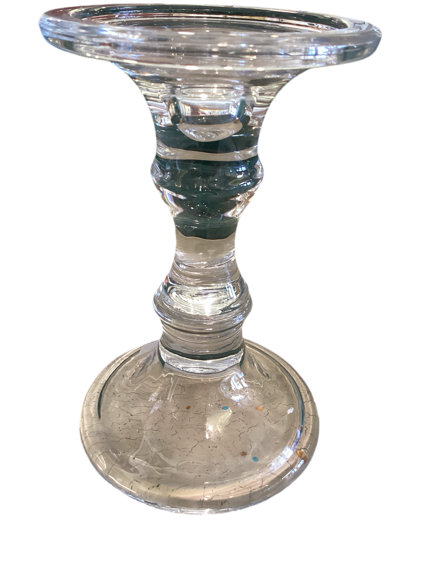 SHORT GLASS CANDLE HOLDER 7"
