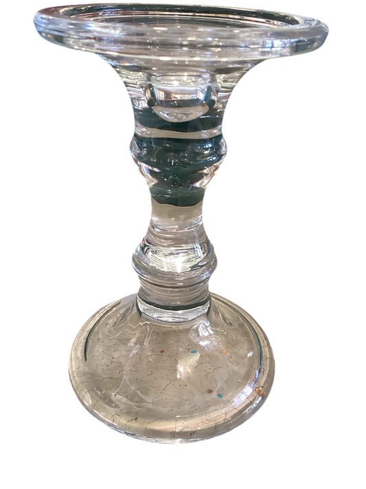 SHORT GLASS CANDLE HOLDER 7"