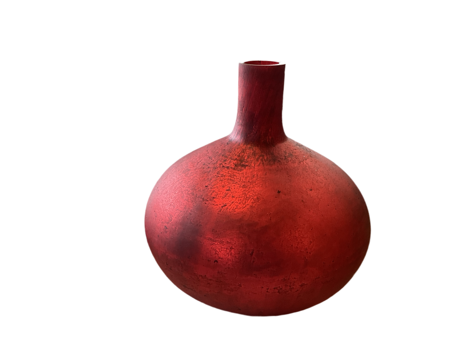 ANTIQUE RED MATTE GLASS BOTTLE VASE
