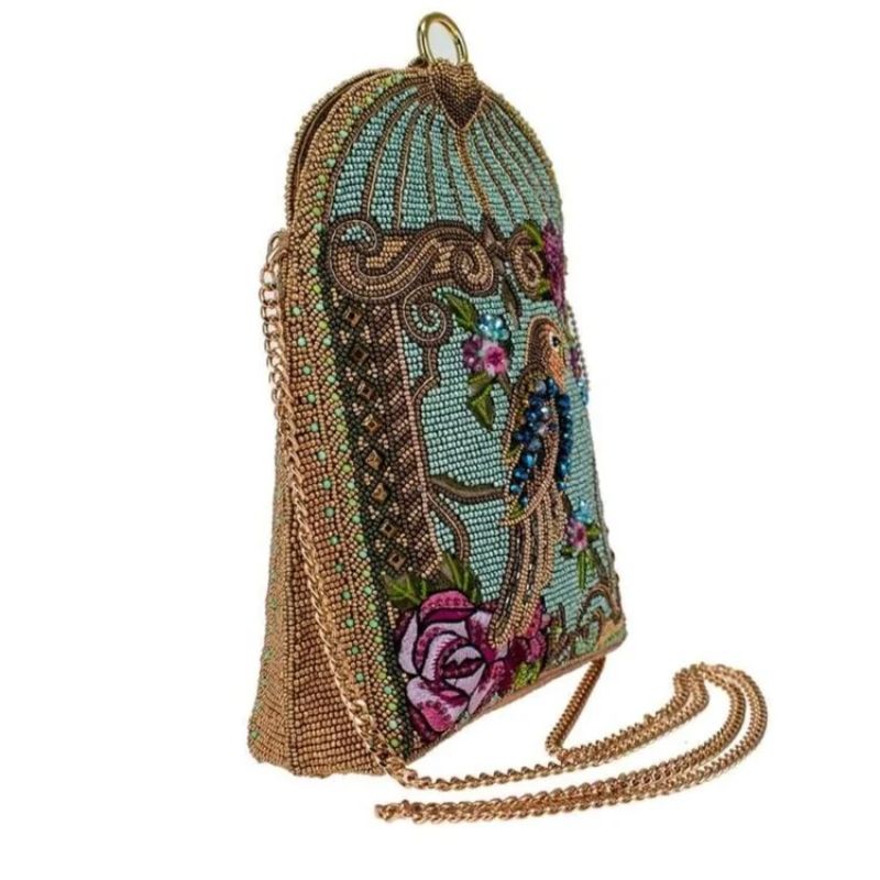 Mary Frances Pretty Parrot Beaded Crossbody Handbag