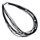 Black Piano Wire Necklace with White Freshwater Pearls