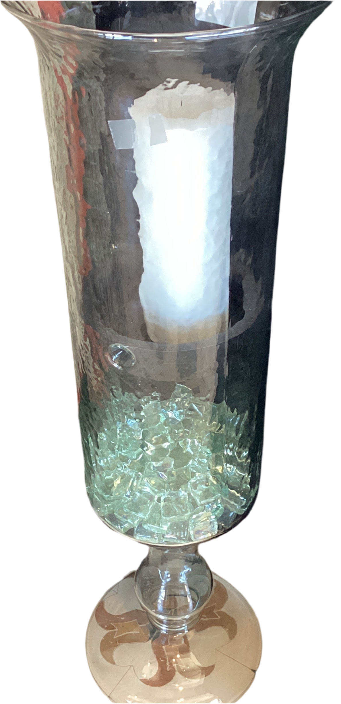 GLASS CANDLE CYLINDER METAL INSERT AND GLASS BASE LARGE