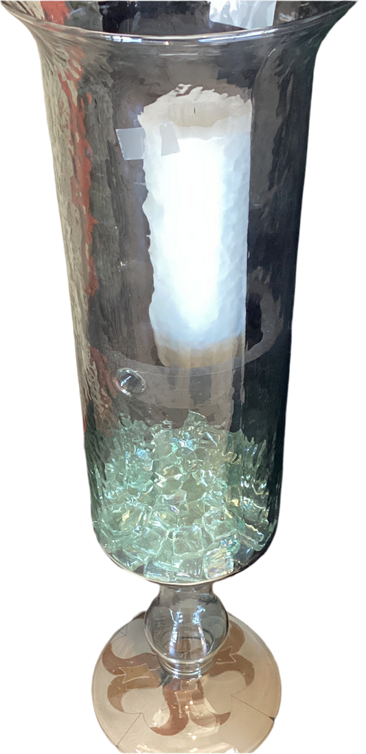 GLASS CANDLE CYLINDER METAL INSERT AND GLASS BASE LARGE