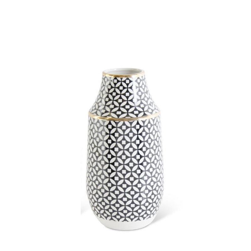 Black & White Circle with Diamond Pattern Vase