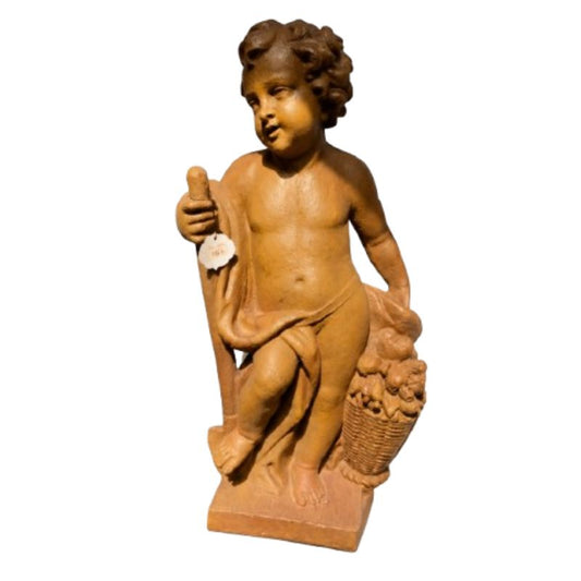 Harvest Cherub With Basket Statue