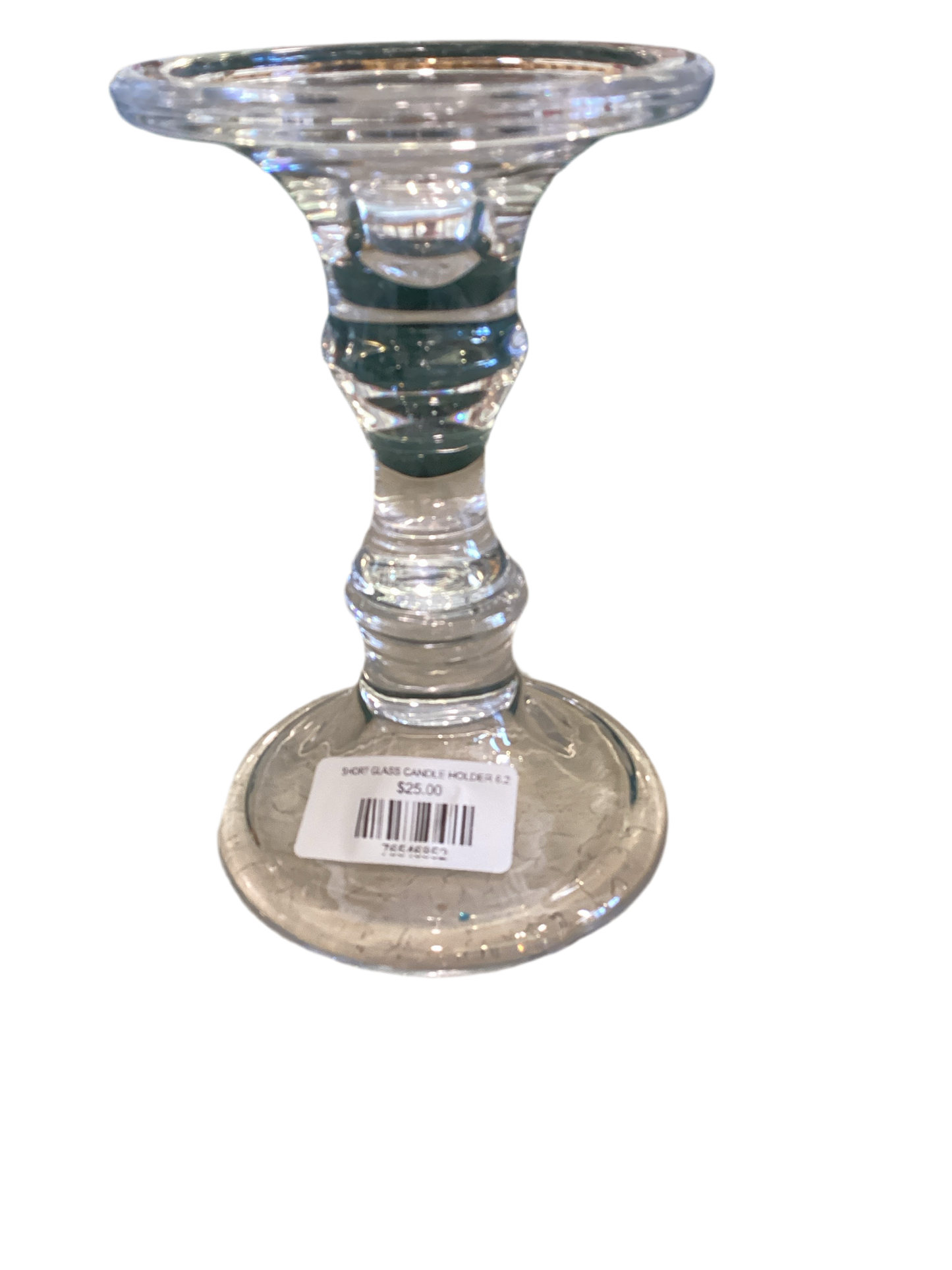 SHORT GLASS CANDLE HOLDER 6.25