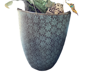 compare product PLANTER MARGUEITE BLUE MED W/SAUCER