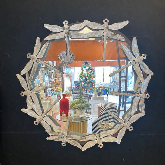 Round Metal Dragonfly Mirror